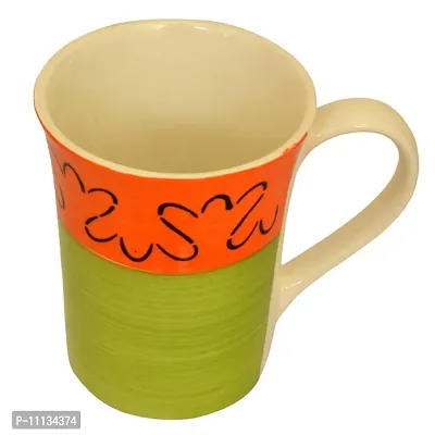 KITTENS Tall Large Coffee Mugs in Green & Orange Pattern, Set of 4-thumb4