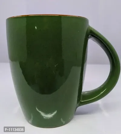 KITTENS Large Coffee Mugs - Set of 4 - Green with Inside Copper Brown-thumb4