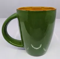 KITTENS Large Coffee Mugs - Set of 4 - Green with Inside Copper Brown-thumb2