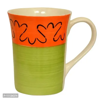 KITTENS Tall Large Coffee Mugs in Green & Orange Pattern, Set of 4-thumb3