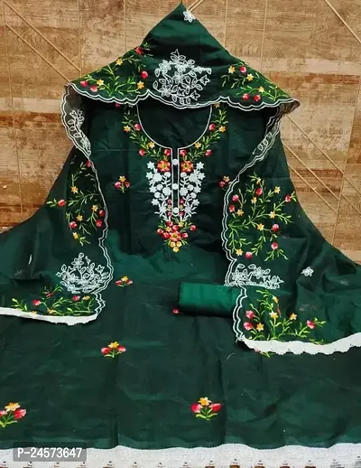 Elegant Multicoloured Chanderi Silk Printed Dress Material with Dupatta For Women-thumb0