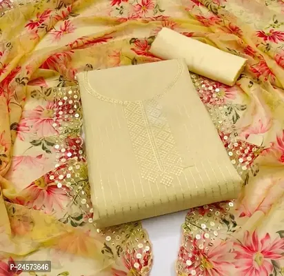 Elegant Multicoloured Chanderi Cotton Printed Dress Material with Dupatta For Women