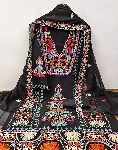 Elegant Multicoloured Georgette Printed Dress Material with Dupatta For Women