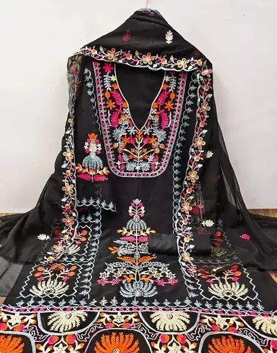 Elegant Multicoloured Georgette Printed Dress Material with Dupatta