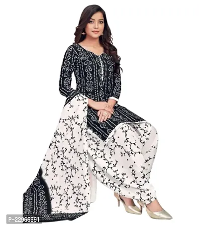 Elegant Black Cotton  Dress Material with Dupatta For Women