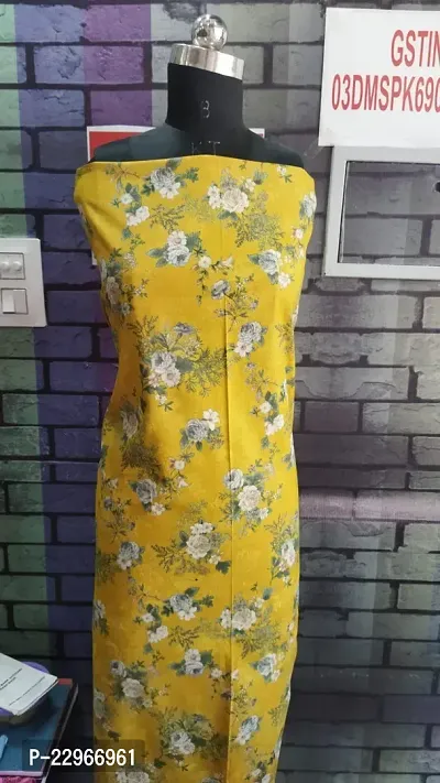 Elegant Yellow Cotton  Kurta fabric only For Women