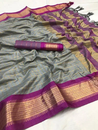 Beautiful Pure Checked Saree with Blouse piece