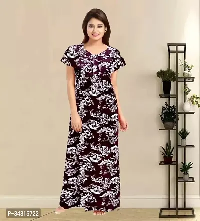 Elegant Cotton Printed Nighty For Women-thumb0