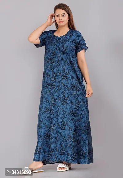 Elegant Cotton Printed Nighty For Women-thumb0