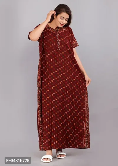 Elegant Cotton Printed Nighty For Women-thumb0