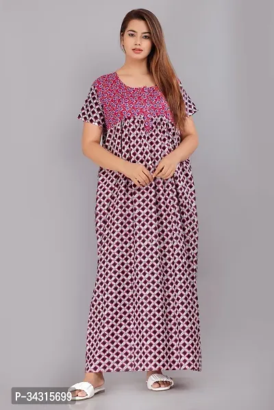 Elegant Cotton Printed Nighty For Women-thumb0