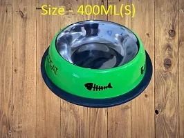 The Happy Pet SS (S) 400 ml Anti Skid Bowl Colored with Black Rubber Base-thumb2