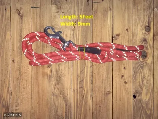 The Happy Pet Reflecting Polyester Cotton Rope Width: 9mm Length: 5Feet (Red)-thumb3