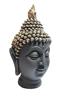 Resin Buddha Head Statue - Decorative Buddha Idol Showpiece for Home Living Room Table Decoration Gifts (6L x 6W x 12H CM)-thumb2