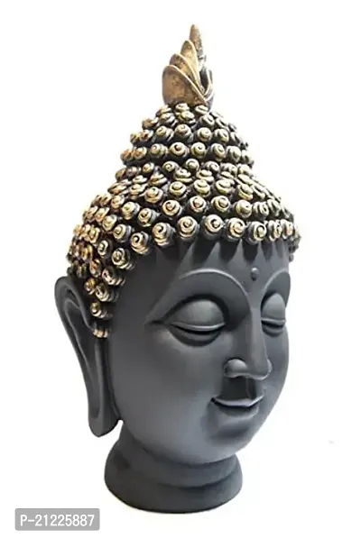 Resin Buddha Head Statue - Decorative Buddha Idol Showpiece for Home Living Room Table Decoration Gifts (6L x 6W x 12H CM)-thumb3