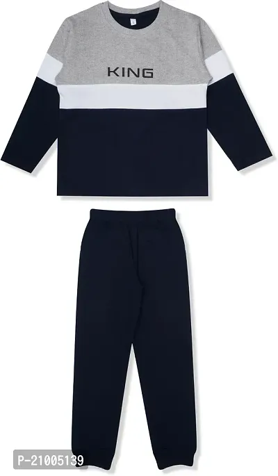 Fabulous Multicolored Cotton Blend Colourblocked T-Shirt And Track Pants For Boys-thumb2