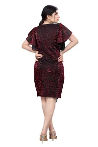 Fabulous Red Cotton Blend Embellished Knee Length Dresses For Women-thumb3
