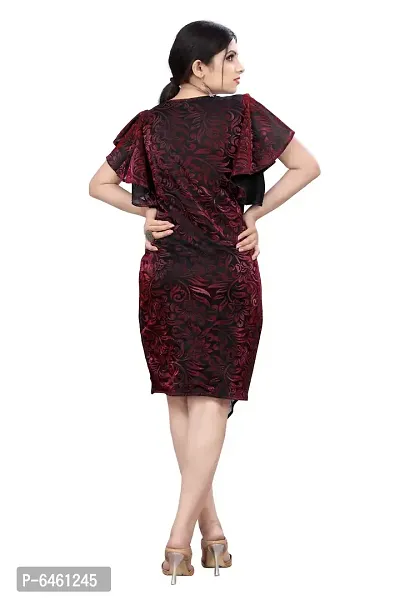 Fabulous Red Cotton Blend Embellished Knee Length Dresses For Women-thumb4