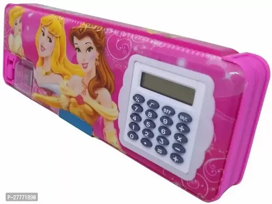princess barbie Pencil Box 1 Pcs Calculator Geometry, calci Geo, Closure Dual Sharpener with Calculator, Double Sided Stationary Box for Girls  Boys-thumb0