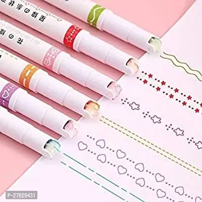 Designer Highlighter Pens Set, Line Markers Colors Pen For Adults  Kids Pack of 6-thumb0