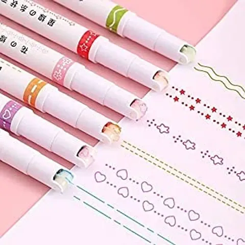 Designer Highlighter Pens Set, Line Markers Colors Pen For Adults  Kids Pack of 6