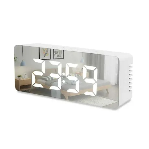 Smart Back Light Table Mirror Alarm Clock With Sensor Date And Temperature For Office Home And Bedroom