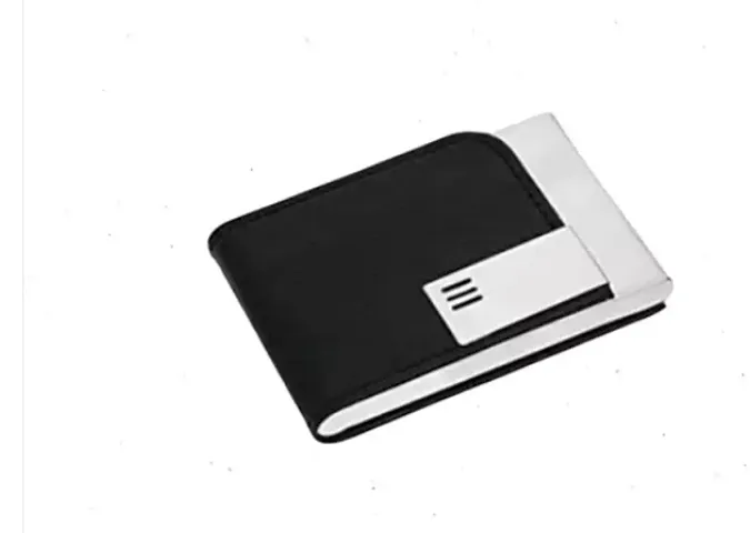 Military Card Holder Stylish Pocket Size PU Leather with Metal Business Card Holder/Credit Card/Debit Card/Visiting Card Holder Mini Wallet for Men and Women