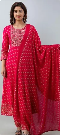 Hot selling Rayon Kurta Bottom and Dupatta Set