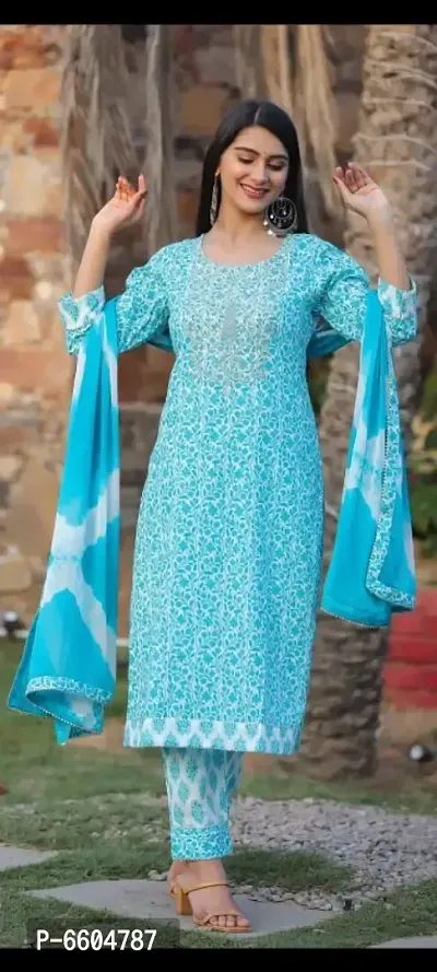 Stylish Blue Cotton Kurtas For Women