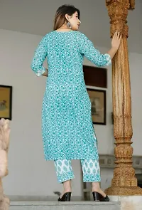 Beautiful Cotton Printed With Embroidery Kurta With Bottom And Dupatta Set For Women-thumb1