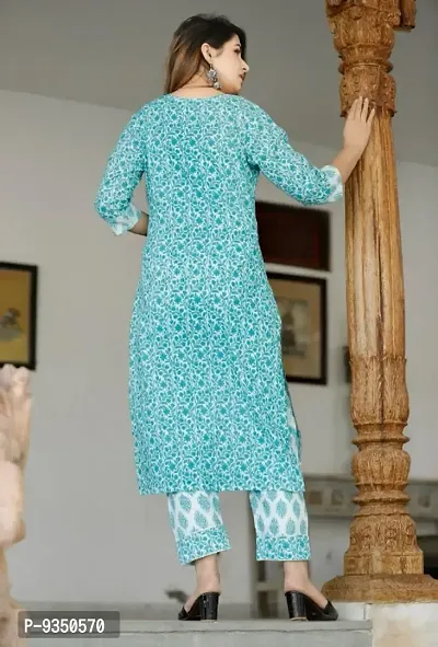 Beautiful Cotton Printed With Embroidery Kurta With Bottom And Dupatta Set For Women-thumb2