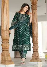 Trendy Rayon Embroidery Printed Kurti With Bottom And Dupatta Set For Women-thumb3