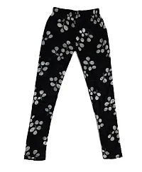 KAYU? Girl's Velvet Printed Leggings Fashionable Ultra Comfortable for Winters [Pack of 3] Blue, Black Cream, Black White-thumb4