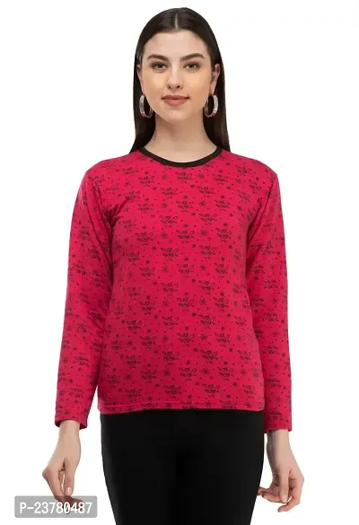 Stylish Wool Blend Printed Round Neck Tees For Women-thumb0