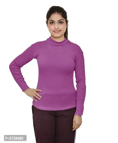KAYU Women's Woolen Warm High Neck/skivvy (Ws-09 -iw-y-p1-xl_Purple_XL)