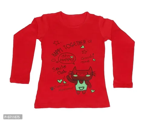 Indistar Girls Cotton Full Sleeve Printed T-Shirt_Red_Size: 12-13 Year-thumb5