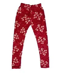 KAYU? Girl's Velvet Printed Leggings Fashionable Ultra Comfortable for Winters [Pack of 2] Red Cream, Black-thumb2