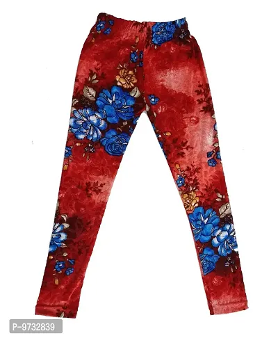 KAYU? Girl's Velvet Printed Leggings Fashionable Ultra Comfortable for Winters [Pack of 3] Red Blue, Purple, Blue-thumb3