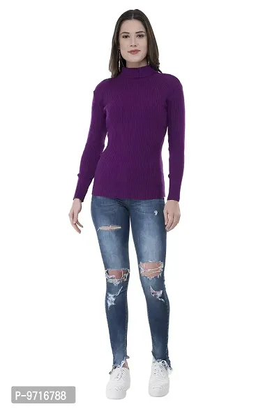 KAYU Women's Woollen Warm Full Sleeves High Neck/Inner/Skivvy for Winter (Violet, Free Size)