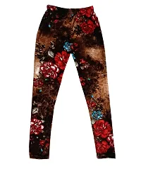 KAYU? Girl's Velvet Printed Leggings Fashionable Ultra Comfortable for Winters [Pack of 2] Brown, Black Cream-thumb2