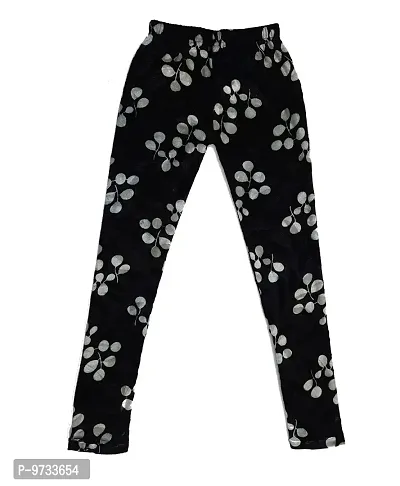 KAYU? Girl's Velvet Printed Leggings Fashionable Ultra Comfortable for Winters [Pack of 2] Dark Brown, Black Cream-thumb5