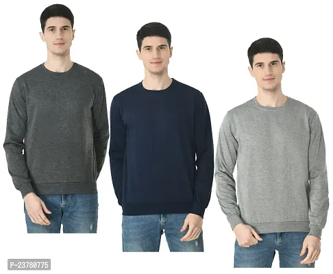 Stylish Fancy Fleece Sweatshirts For Men Pack Of 3-thumb0