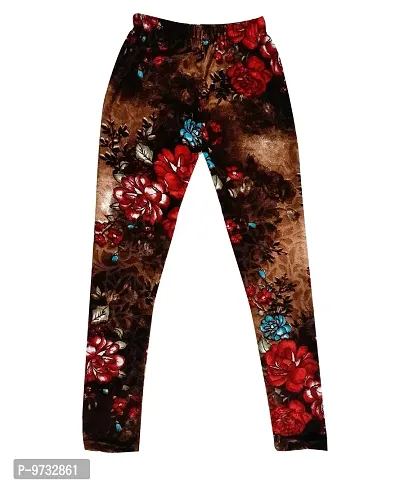 KAYU? Girl's Velvet Printed Leggings Fashionable Ultra Comfortable for Winters [Pack of 2] Brown, Black-thumb3