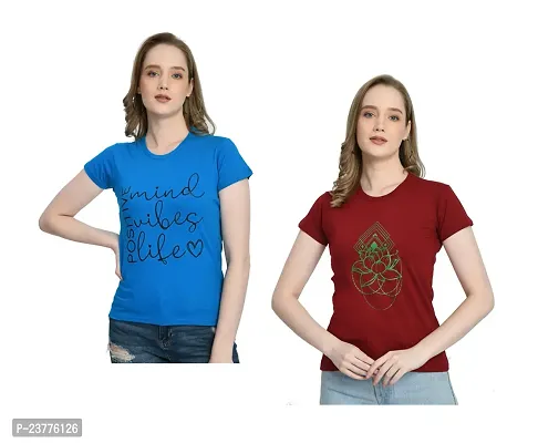 Elegant Cotton Printed Tshirt Combo For Women Pack Of 2