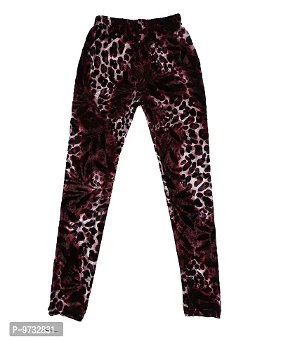 KAYU? Girl's Velvet Printed Leggings Fashionable Ultra Comfortable for Winters [Pack of 3] Red Cream, Dark Brown, Black Cream-thumb5