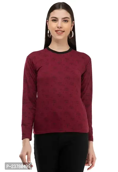 Stylish Wool Blend Printed Round Neck Tees For Women