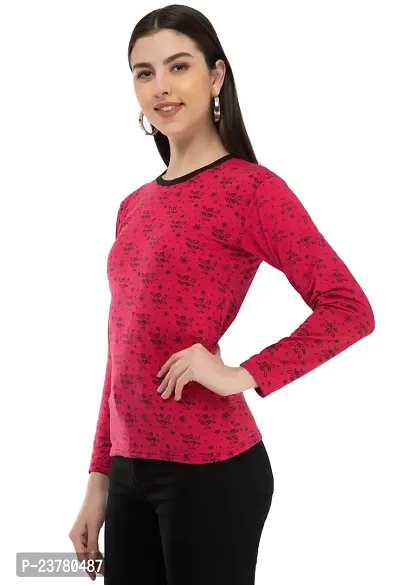 Stylish Wool Blend Printed Round Neck Tees For Women-thumb2