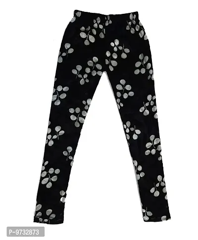 KAYU? Girl's Velvet Printed Leggings Fashionable Ultra Comfortable for Winters [Pack of 2] Red Blue, Black Cream-thumb5