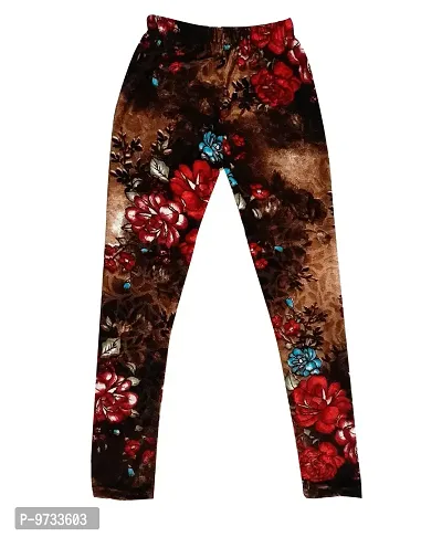 KAYU? Girl's Velvet Printed Leggings Fashionable Ultra Comfortable for Winters [Pack of 3] Brown, Red Cream, Red Blue-thumb3