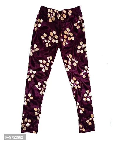 KAYU? Girl's Velvet Printed Leggings Fashionable Ultra Comfortable for Winters [Pack of 3] Red Blue, Purple, Black White-thumb5